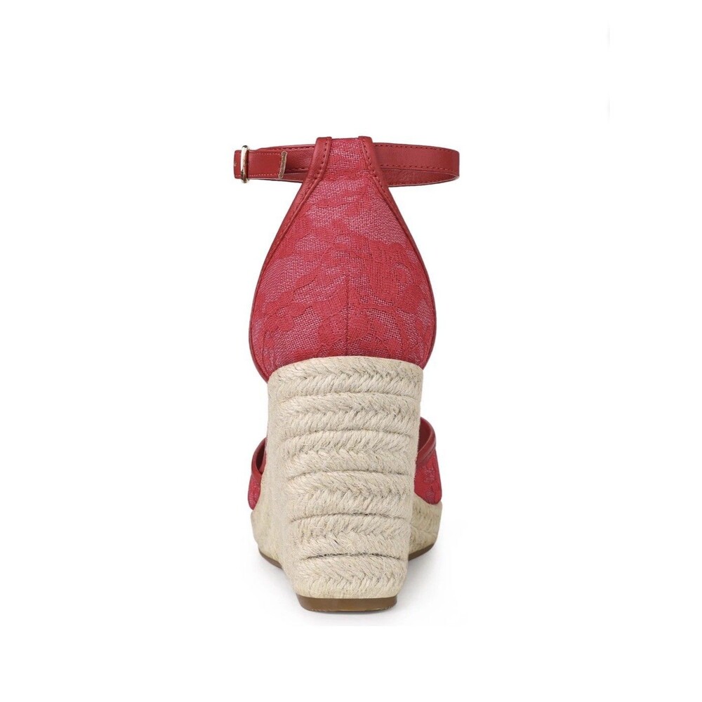 Women's Sandals Espadrille Lace Wedge Heels Platform Sandals Red Size 9 NEW - Picture 5 of 7